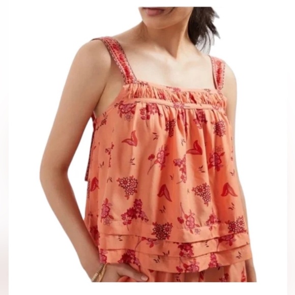 Anthropologie Tops - Anthropologie Clementine Floral Tiered
Babydoll Boho Lounge Tank Top size XL.